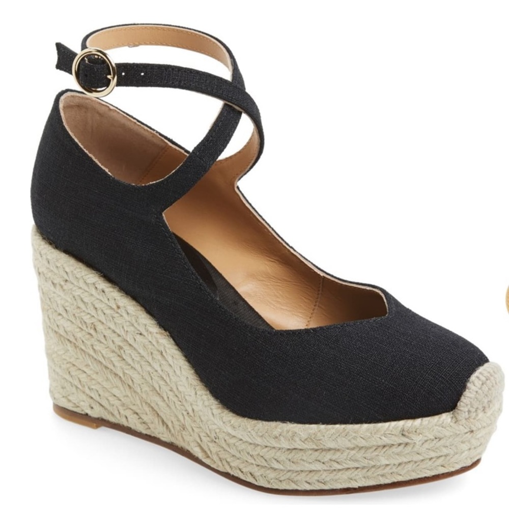 NWT Bettye Muller Crowne Linen Espadrille Wedge